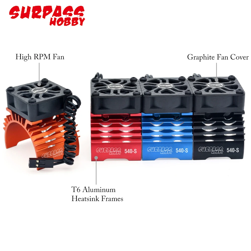 Surpass Hobby 540 Electric Metal Motor Cooling Fan 36mm Double Cool Fans Heat Sink Suit for All 1/8 1/10 Model Cars RC Parts
