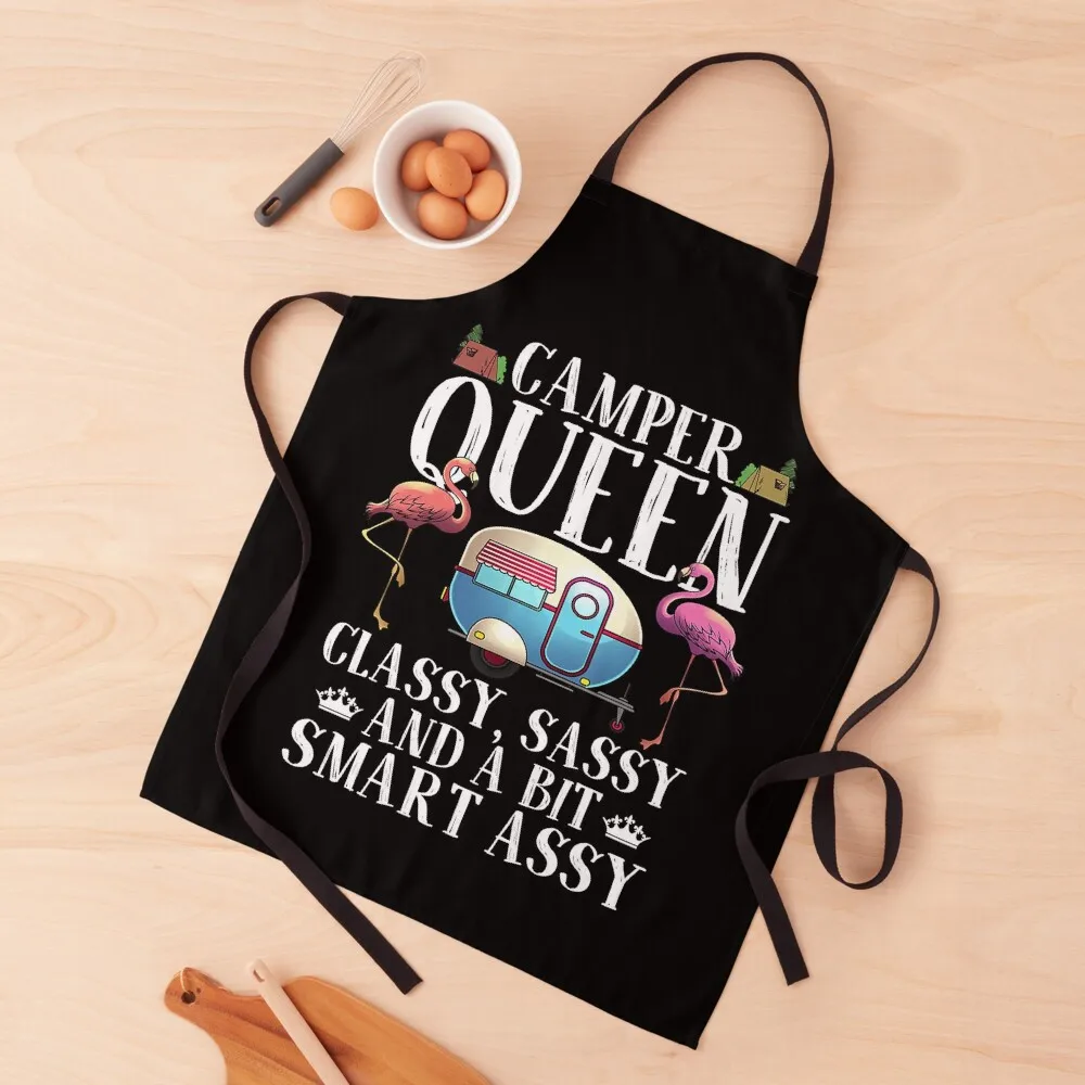 

Funny Camper Queen Sassy Gift For Women RV Camping Lovers Apron Kitchens For Men Art kitchen and home Chef Uniform Woman Apron