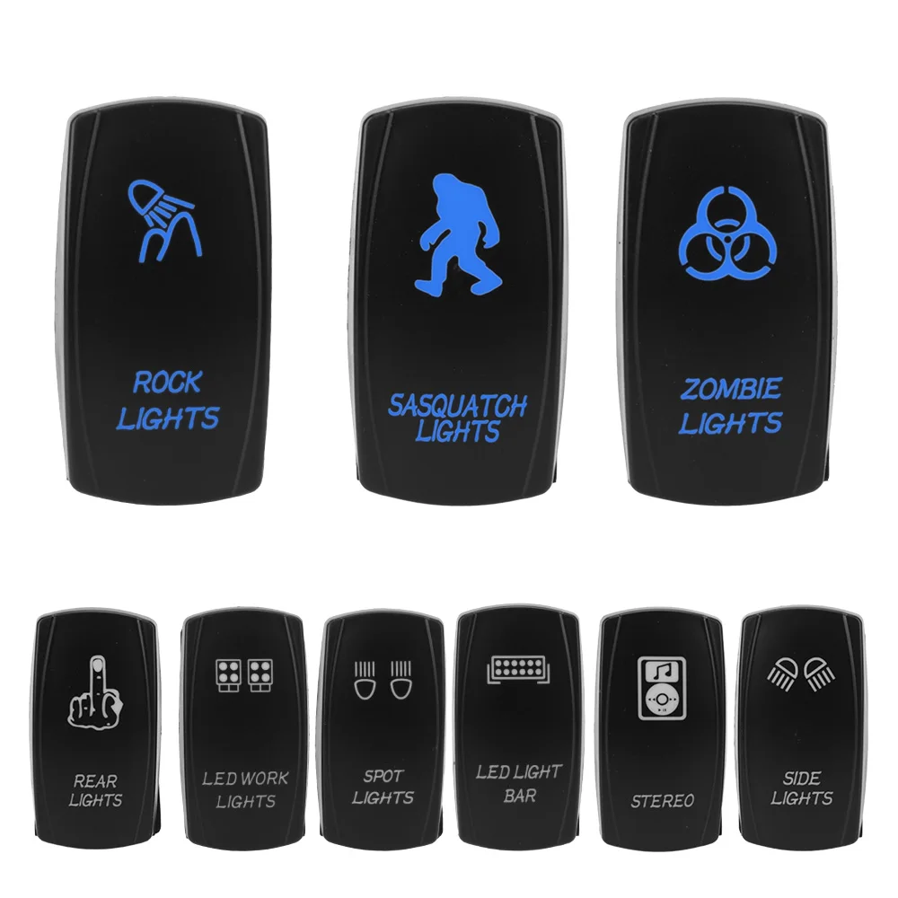 ON-OFF Blue LED SPST Carling Switch Waterpoof 12V 24V 1pc 5 Pin Marine Switch Car Boat Truck Rocker door window control switch panel,car switch cover