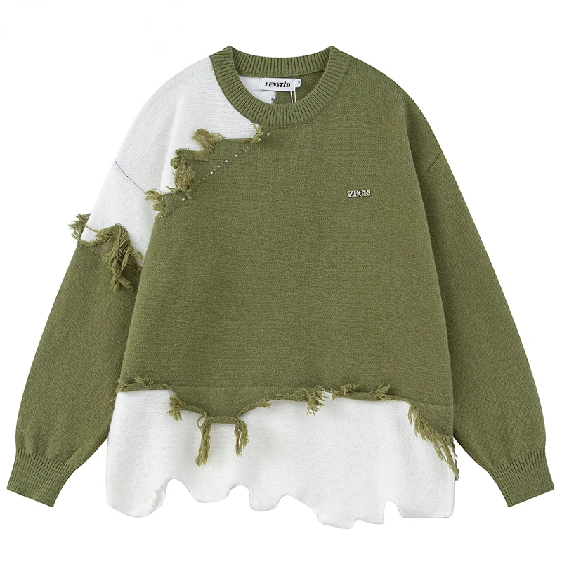 

Autumn Men Knitted Jumper Sweaters Hip Hop American Style Vintage Knitwear Streetwear Harajuku Fashion Pullovers Knit Clothing