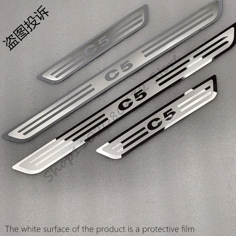 

Car Accessories For Citroen C5 Door Sill Scuff Plate Protector Stainless Steel Kick Pedal Styling Sticker