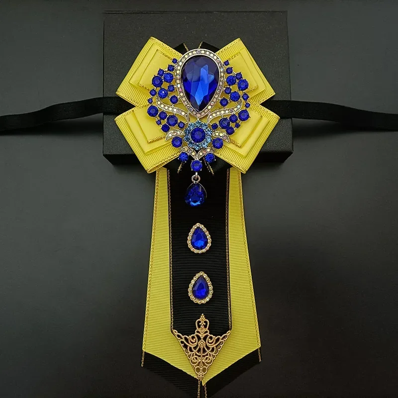 Men's Luxury Wedding Bow Tie British Korean Banquet Suit Shirt Collar Flowers Original Design Handmade Jewelry Rhinestone Bowtie