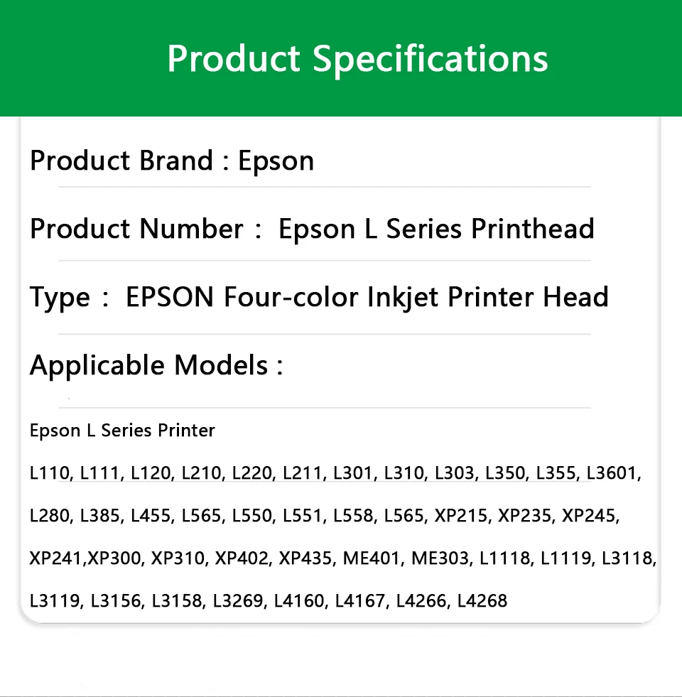 Description Picture 4 of itemOriginal Print Head Epson L355 L220 L3210 L4160 L120 L575 L4260 L382 Printhead Print Head for Epson Printer Head Spare Parts