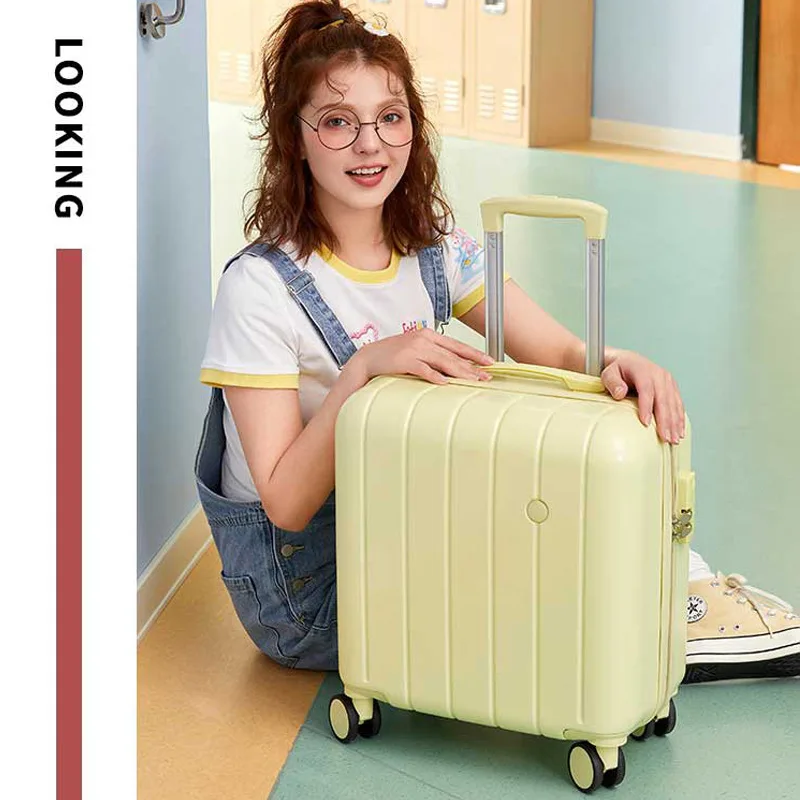 PLUENLI Candy-Colored Luggage Women's Small Universal Wheel Trolley  Mini Lightweight Suitcase with Combination Lock Boarding