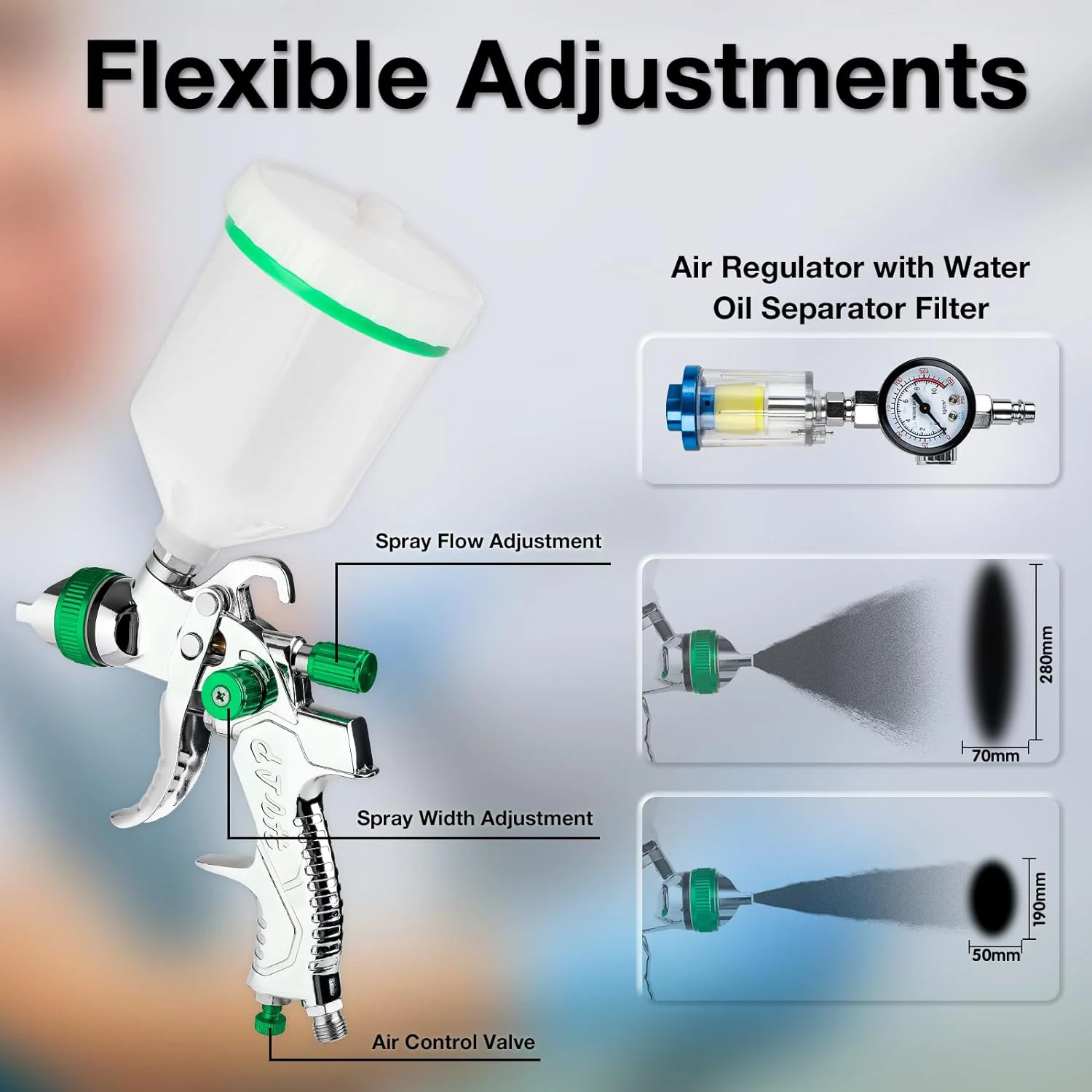 1 Set HVLP Professional Spray Gun 1.4/1.7/2.0/2.5mm Nozzle 600cc Home Cordless Spray Machine Gravity Spray Gun Pneumatic Tool 4