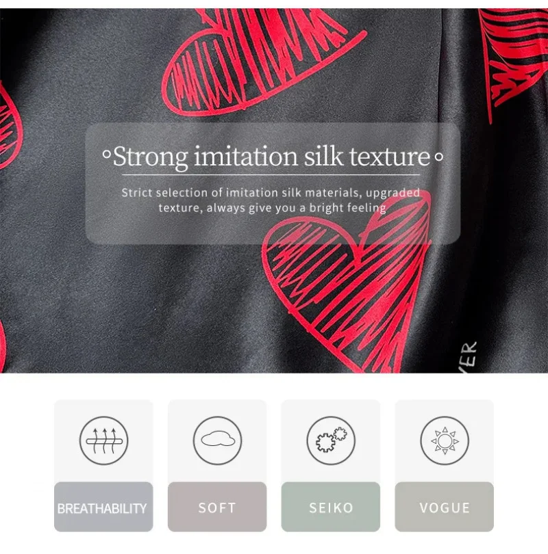 Valentine's Day Red Lip Print Satin Slip Nightdress V Neck Backless Mini Sleep Dress Women's Sleepwear Dresses