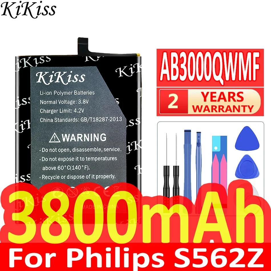 

3800mAh KiKiss Powerful Battery AB3000QWMF For Philips S562Z Mobile Phone Batteries