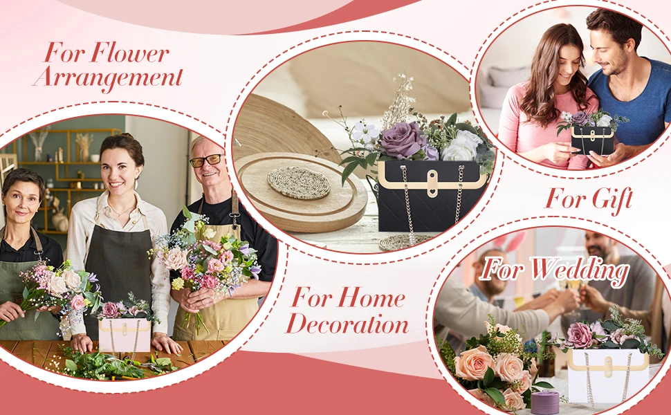Faltbare tragbare Blumenbox aus Papier, praktische Geschenktüte, Krafthandtasche, Hochzeit, Weihnachten, Geschenkbox, Verpackung für Süßigkeiten, Kuchen, Geburtstag – Detail 5