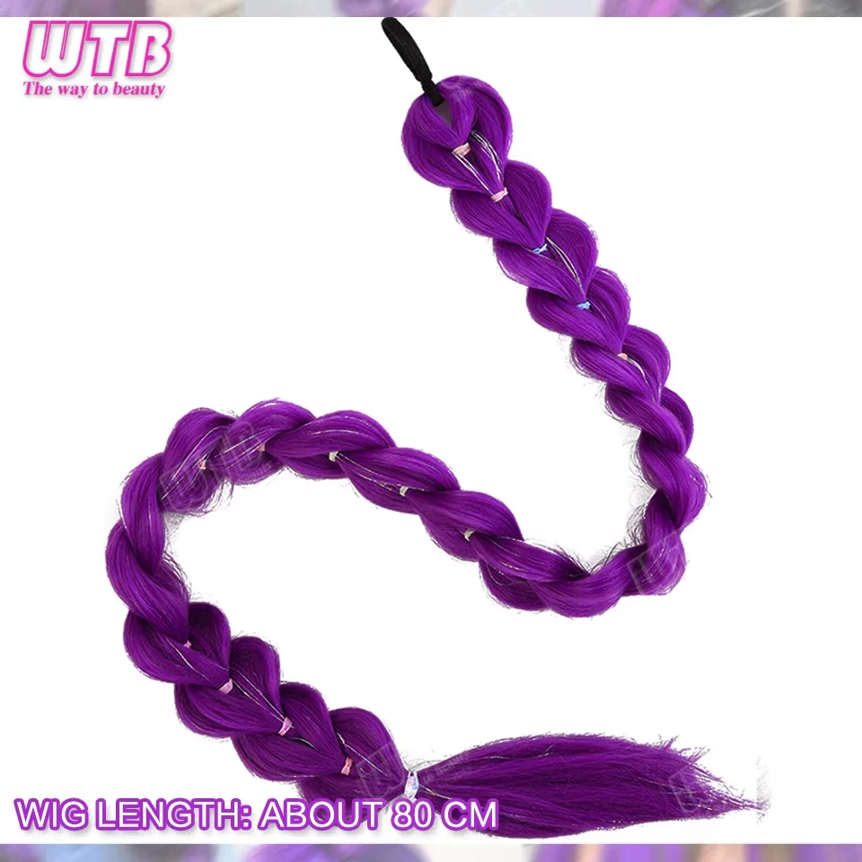 Purple Braided Ponytail Hair Extension - 26 Synthetic