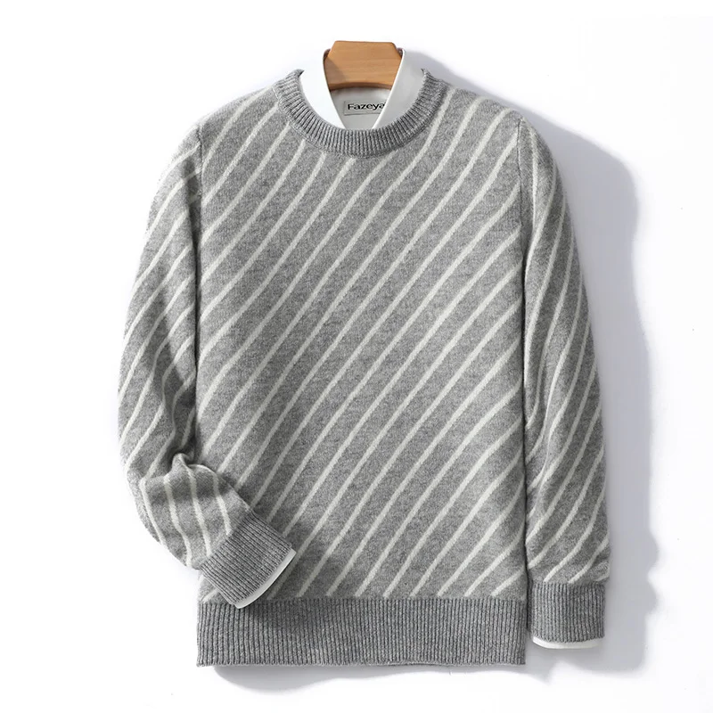 

Smpevrg Man's Sweater Winter Thick Male Pullover Long Sleeve O-Neck Casual Twill Weave Blouse 100% Woolen Knitted Clothes Jumper