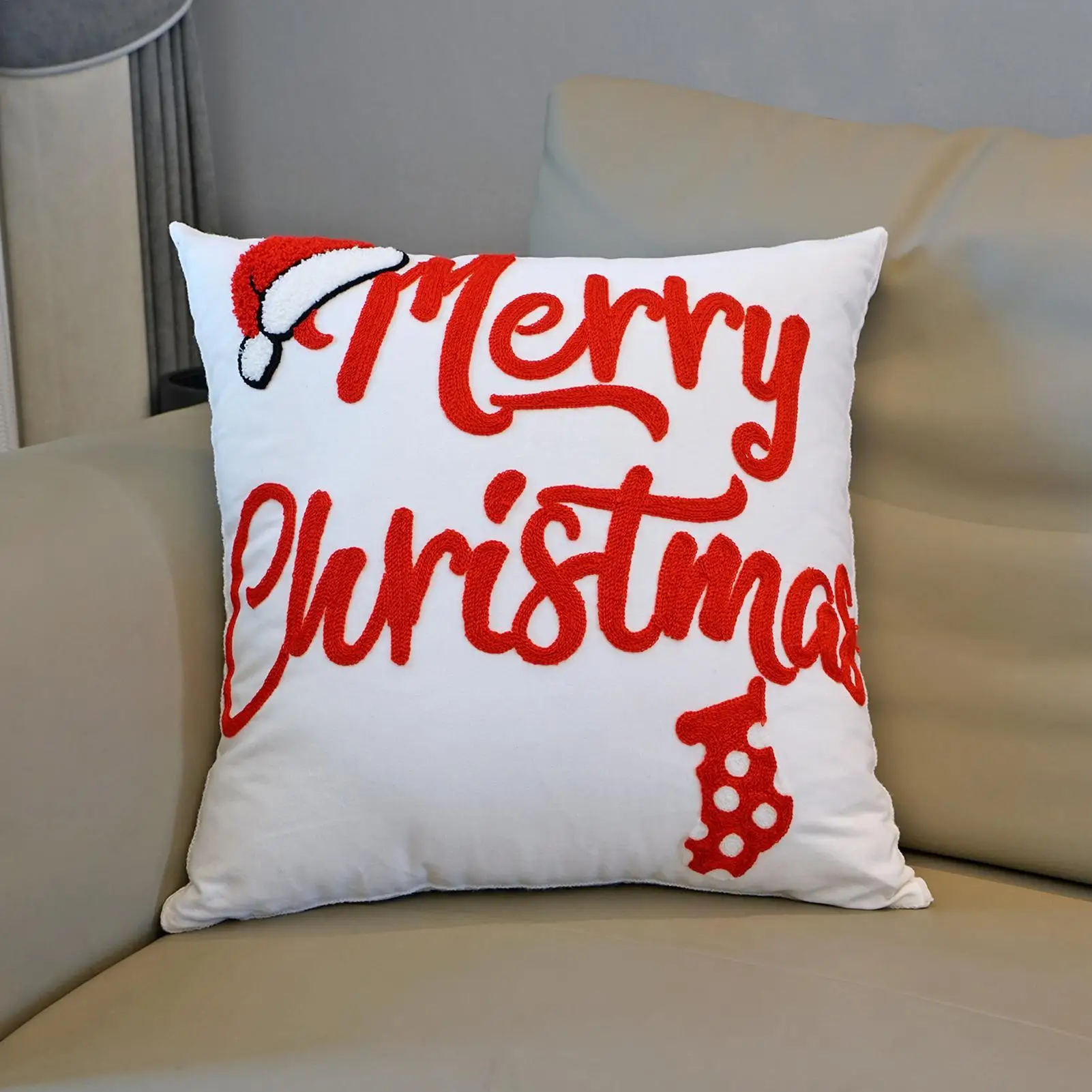 Christmas Pillow Cases 18 X 18 Inch Embroidered Pillowcase Embroidered Pillow Cover For Living Room Bedroom Couch Sofa Bed Car
