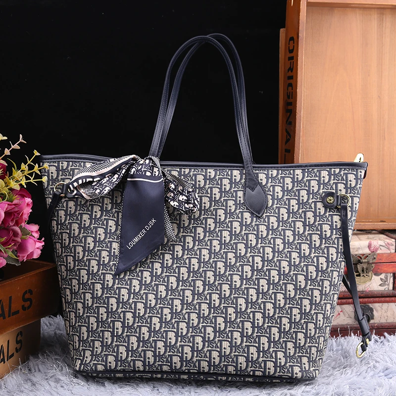 

2024 New Fashion Women's Large Capacity Commuter Bag Ladies Shoulder Bag Letters Embroidery Tote Canvas Bag Girls Shopping Tote