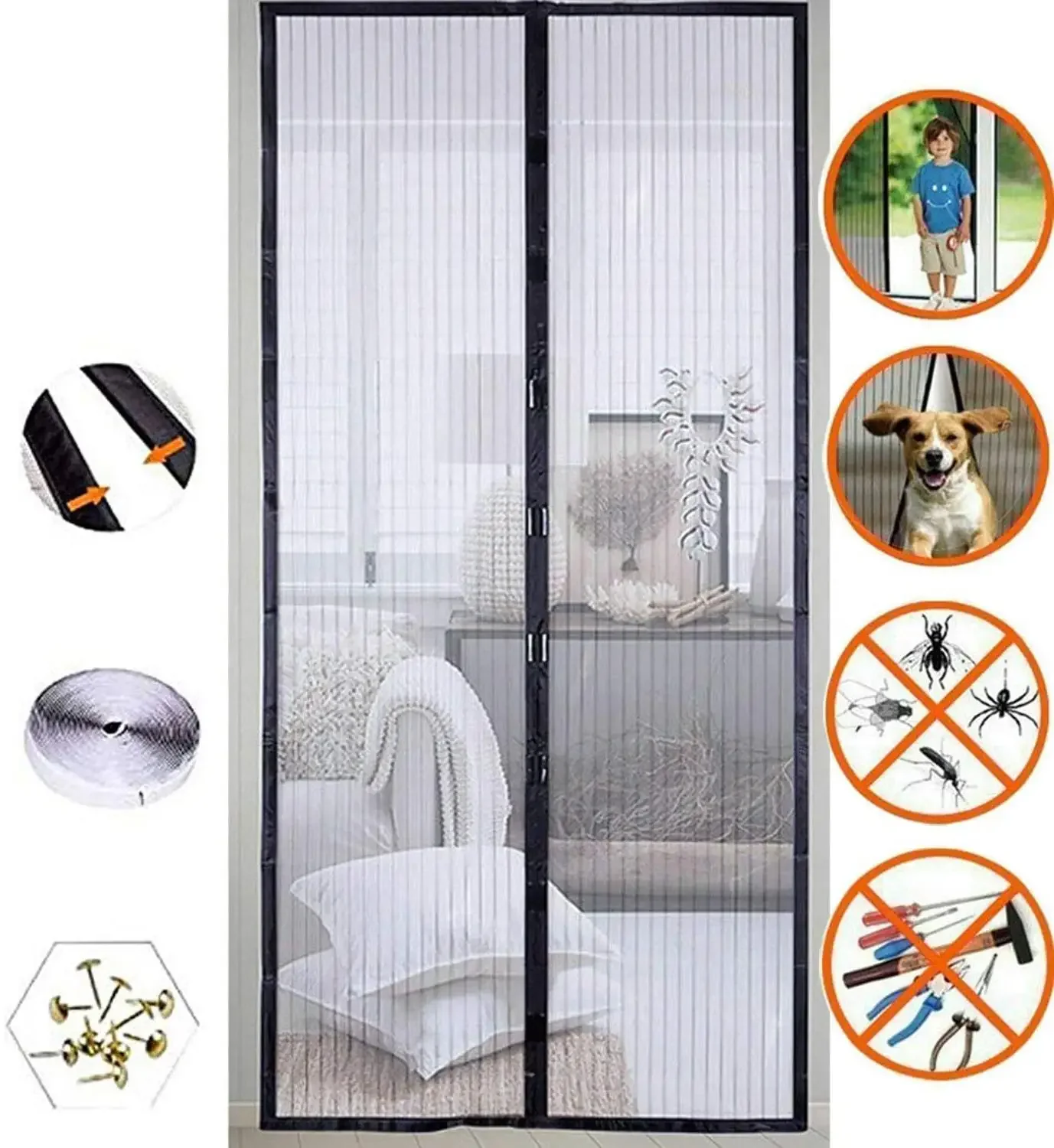 Anti Mosquito Door Curtain Magnetic Screen Door Curtain 90*210CM