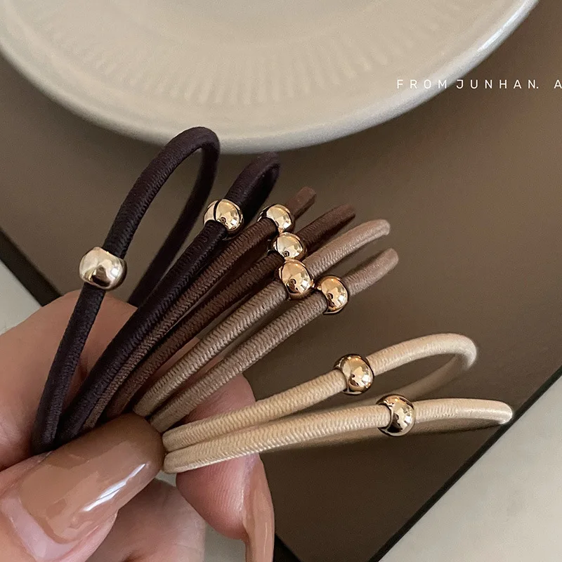 

Durable small gold bead head rope ~ high elastic hair ring hair accessories tied hair rubber band Korean simple female hair rope