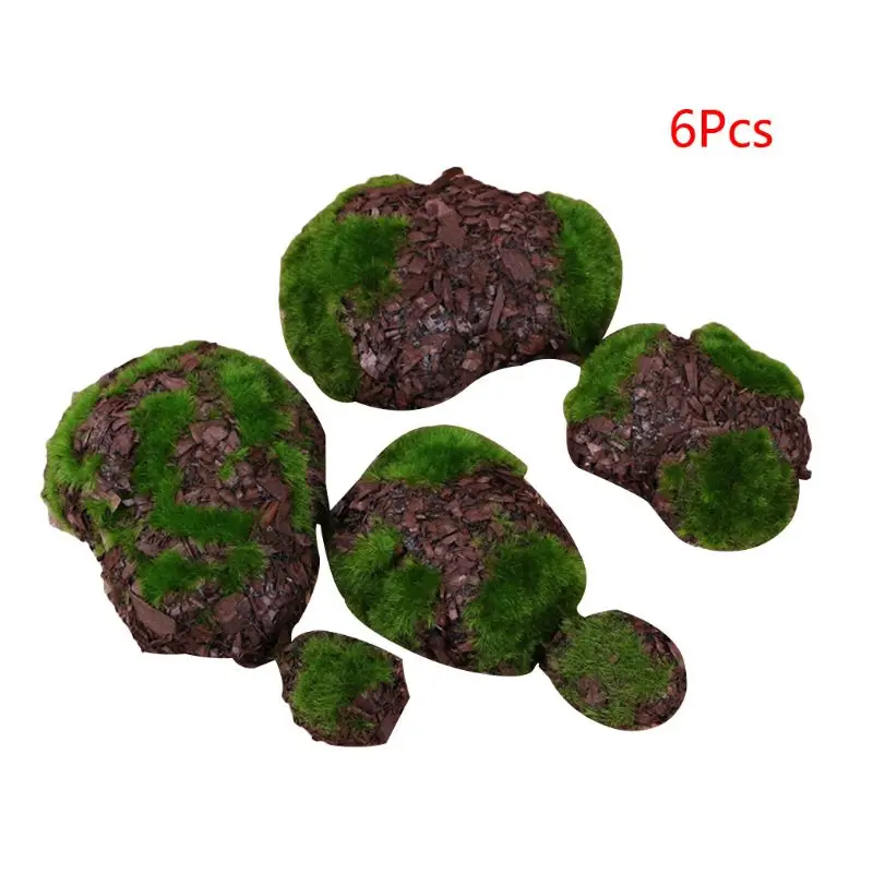 

6 Pack Artificial Moss False Tree Moss Covering Stone Decors for Garden Flower Arrangements Craft