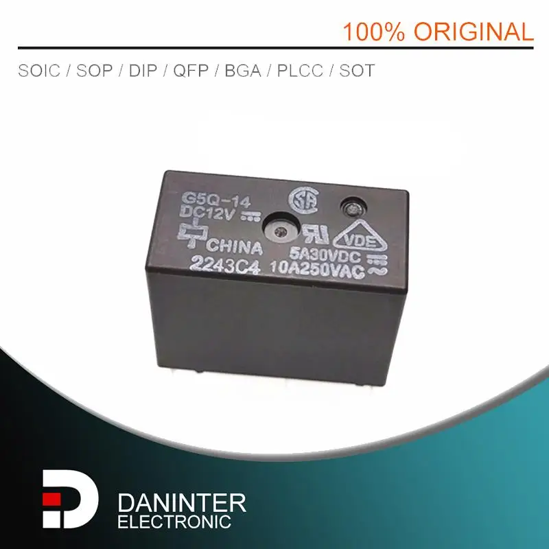 

Новый оригинальный 10 шт./лот реле G5Q-14 G5Q-14-5V DC5V G5Q-14-12V DC12V G5Q-14-24V DC24V 5A 5pin альтернативные G5Q-1 G5Q-1-EU