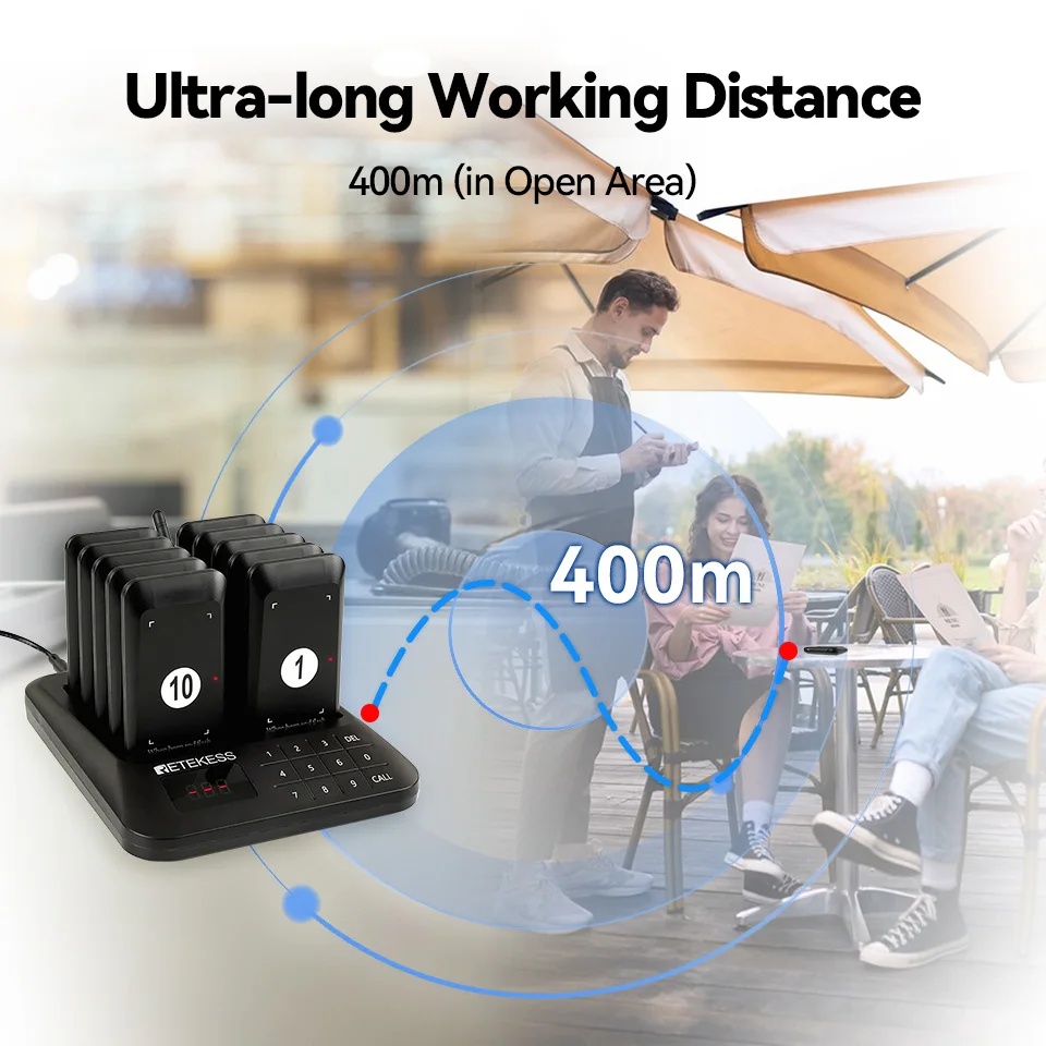 Retekess TD157S Wireless Calling System Pager Restaurant Buzzer Beeper Bell Receivers Coasters For Food Truck Cafe Bar Clinic wireless calling system