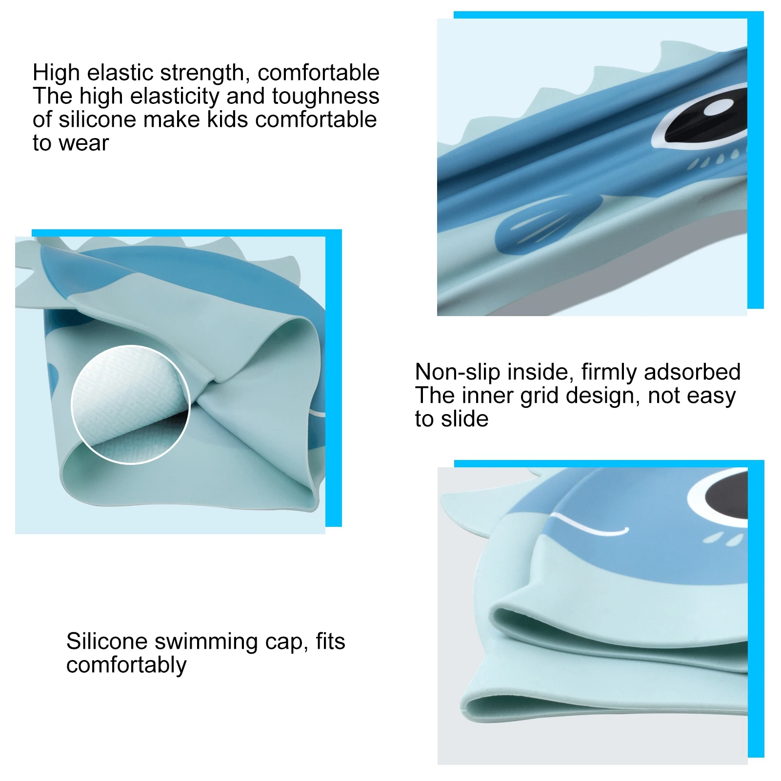 Children Swimming Silicone Waterproof Cap Kids Cartoon Swim Pool Diving Hat Ear Protection 6