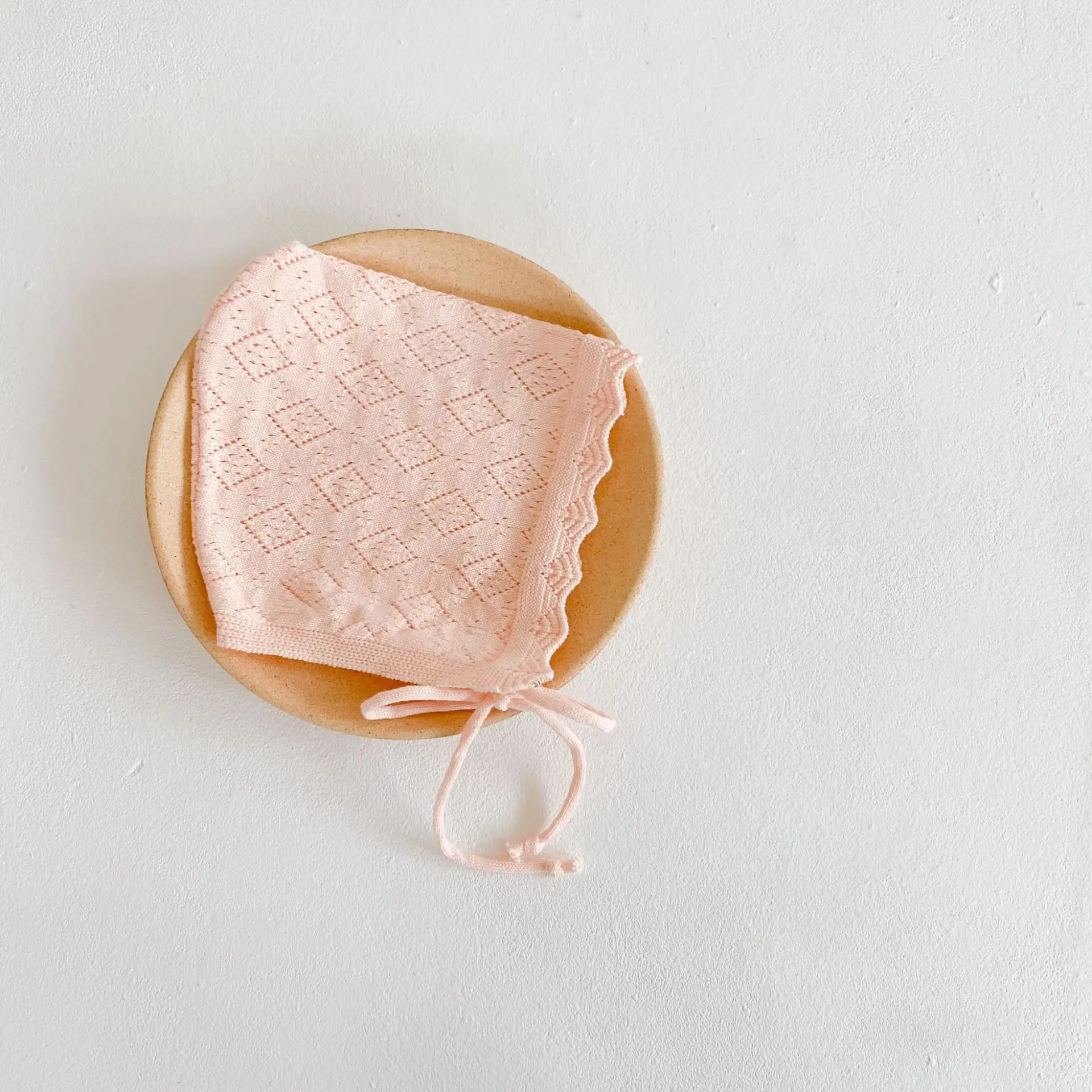 1Pcs Cotton Soft Baby Bonnet Solid Color Baby Girl Hats Newborn Infant Lace Flowers Princess Knitted Hat For 0-24 Months Baby 5