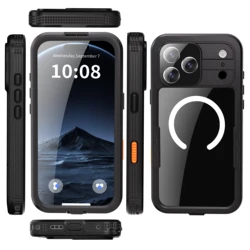 Waterproof Magnetic Phone Case with IP68 Dustproof Full - Body Protection for iPhone 17 Air (Black)