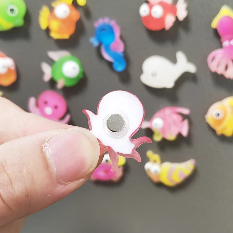 10pcs Assorted Series Marine Tropical Fish Crab Clown Octopus Resin Fridge Magnet Home Decor Accessories Message Note Sticker