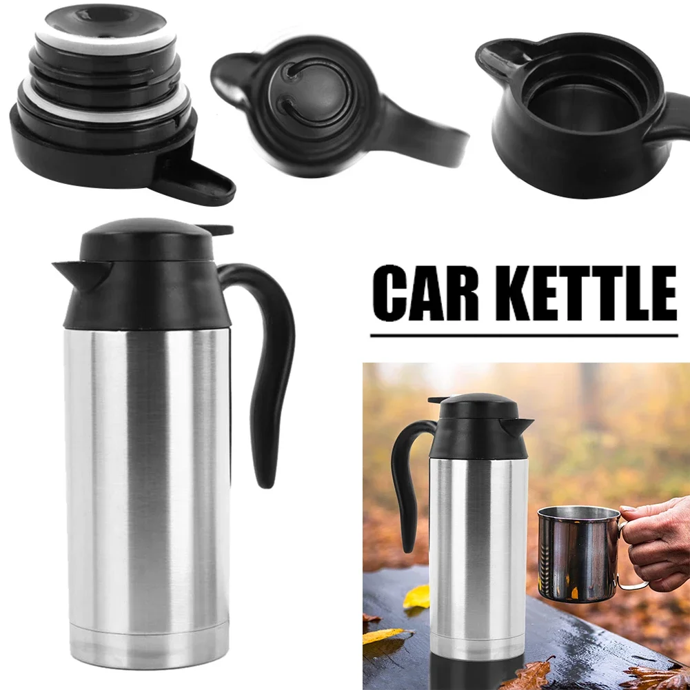 12V/24V Car Electric Heating Cup Kettle 750ML Stainless Steel Water Heater Bottle With Cigarette Lighter Plug Car Kettle Thermos - Image 2