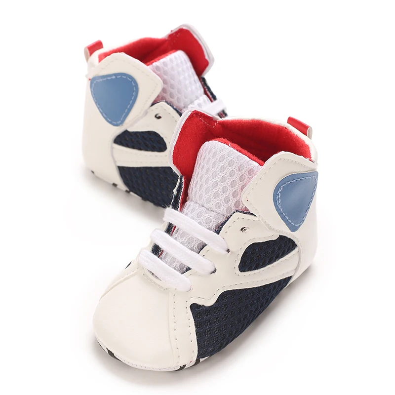 High Top Soft Soled Men's And Women's PU Mesh Breathable Casual Shoes Sports Shoes 0-18M Newborn's First Walking Shoes 5
