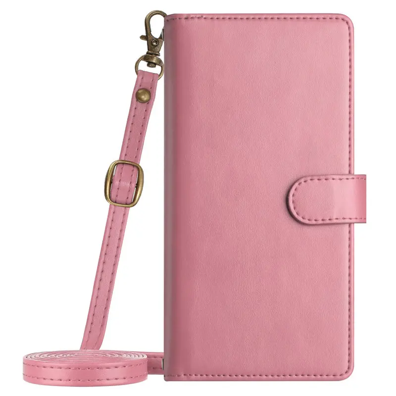 Luxurious Leather Crossbody Wallet with 9-Card Flip Case and Zipper Pocket
