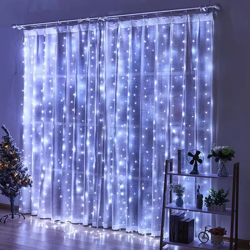 Description Picture 4 of itemChristmas Lights Curtains for Windows Led Fairy New Year Lighting Room String Waterfalls Decorations Battery Powered Garland