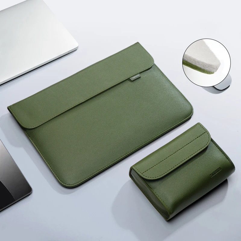 Bolsa de Couro pu para Laptop Bolsa para Macbook Air Pro 13 15 16 m1 m2 Capa para Notebook para Xiaomi Huawei Dell hp Asus pc 13.3 14 15.4 15.6 Polegadas Bolsa para Laptop Unissex