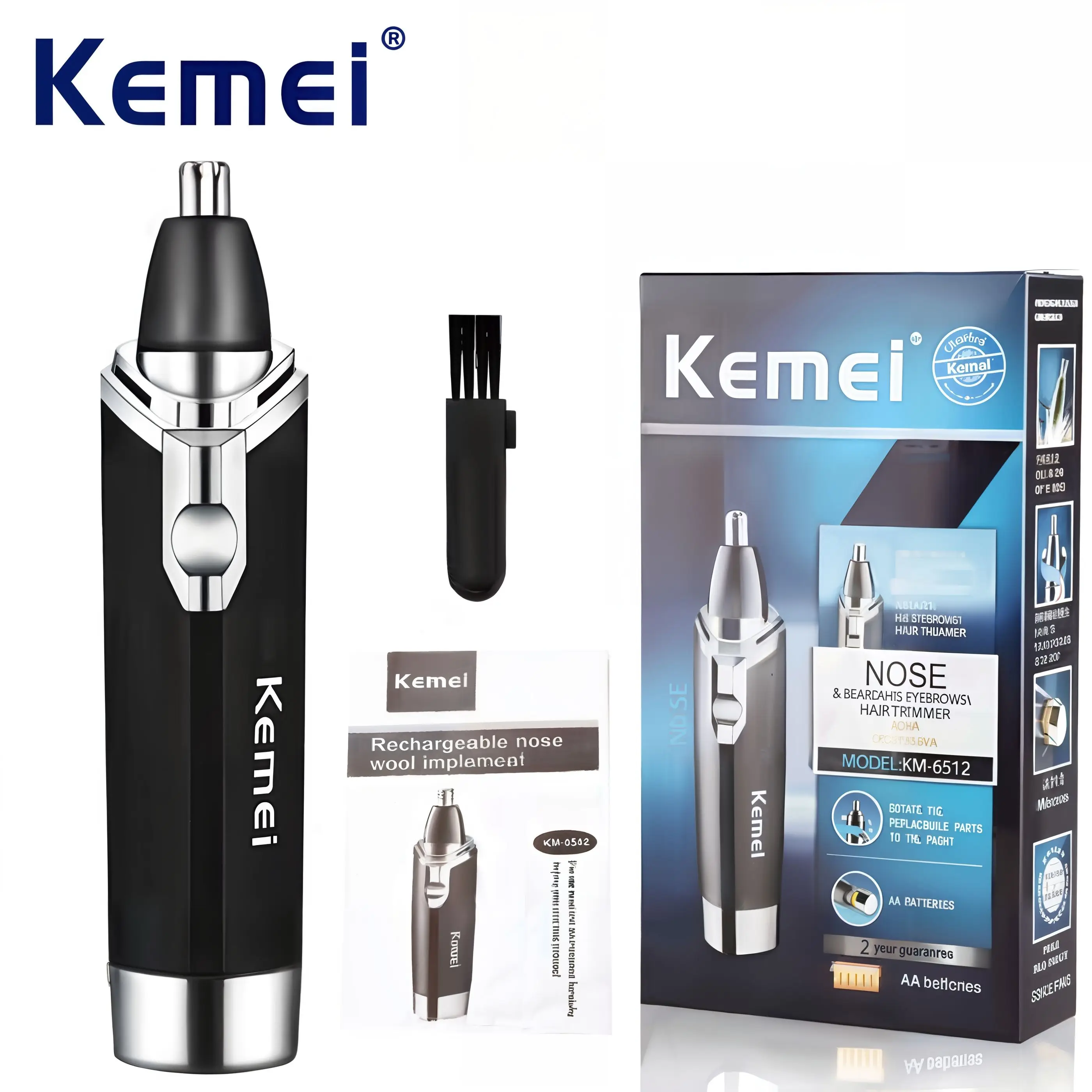 Kemei KM-6512 nose hair dry battery nose hair trimmer nostril cleaner hair trimmer