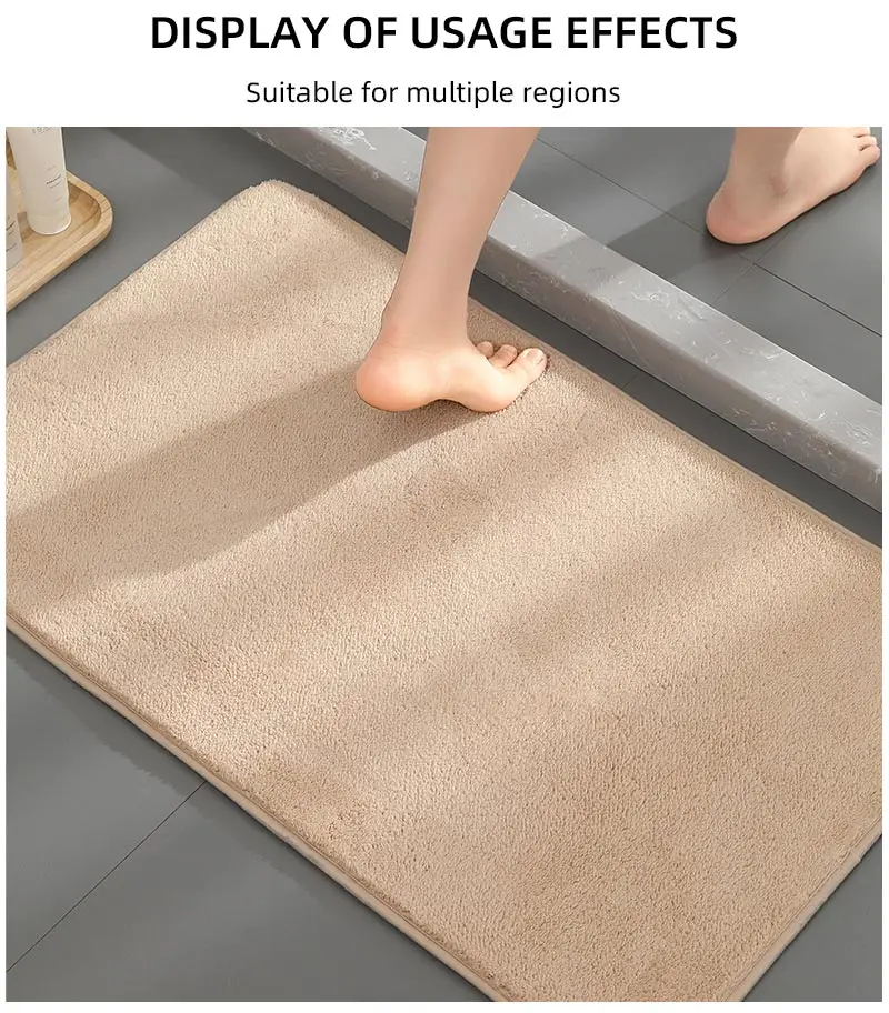 Description Picture 5 of item1 solid color shower room footrest mat, entrance mat bathroom kitchen absorbent anti slip mat, indoor and outdoor decorative mat