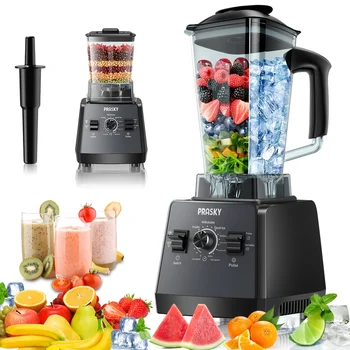 PRASKY 2400W Blender and Grinder Combo 25000RPM Powerful Kitchen 68oz BPA Free 2 Containers Professional  Blenders Ice Crushing 1