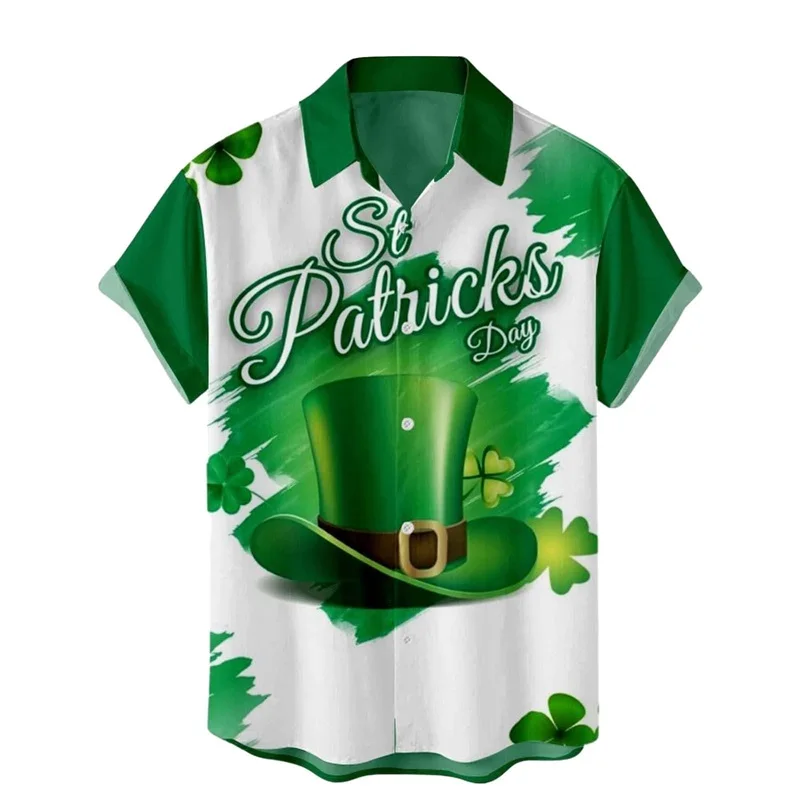 thumbnail image 1 of Camisa del Día de San Patricio para hombres, camisas hawaianas con botones y estampado completo en 3D, camisetas de playa informales de verano de manga corta, camisas y blusas, 1 of 5