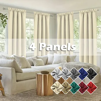4pcs light fltering Curtains - Elegant Colour Fade-Resistant Polyester with Rod Pocket Design, Perfect for living Room, Bedroom 2