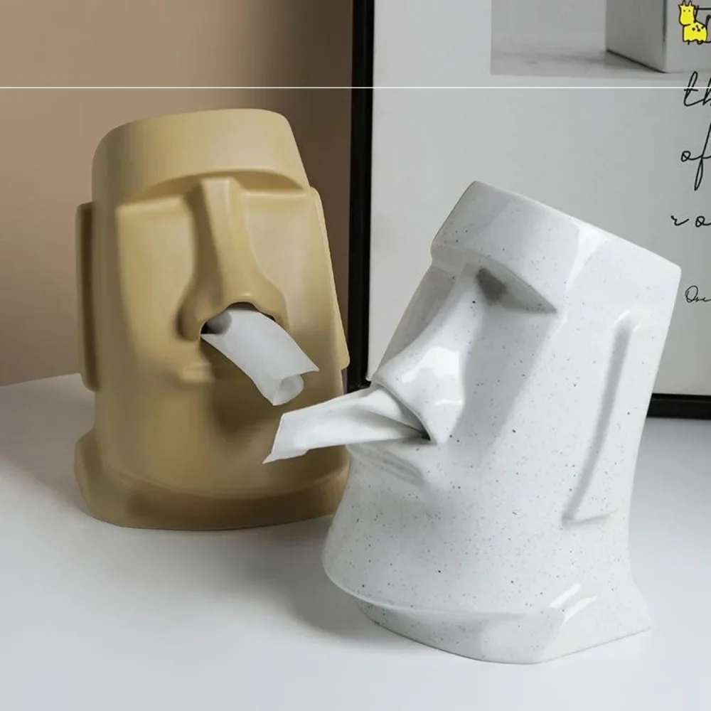 Creative Napkin Box Nordic Style Stone Statue Personality Nostril Tissue Box Light Luxury Dining Table and Tea Table in Living