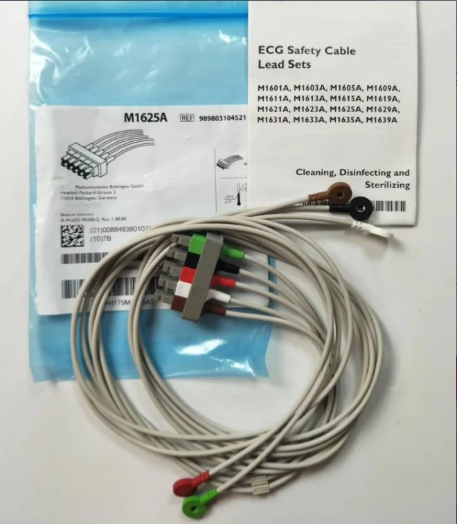 

For PHILIPS Original 5 Lead ECG Safety Cables Lead Sets Snap AAMI. REF: M1625A or 989803104521