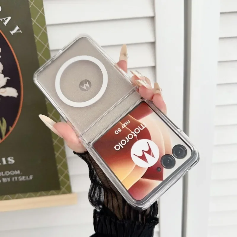 Transparent Magnetic Phone Case with Wireless Charging and Hinge Protection