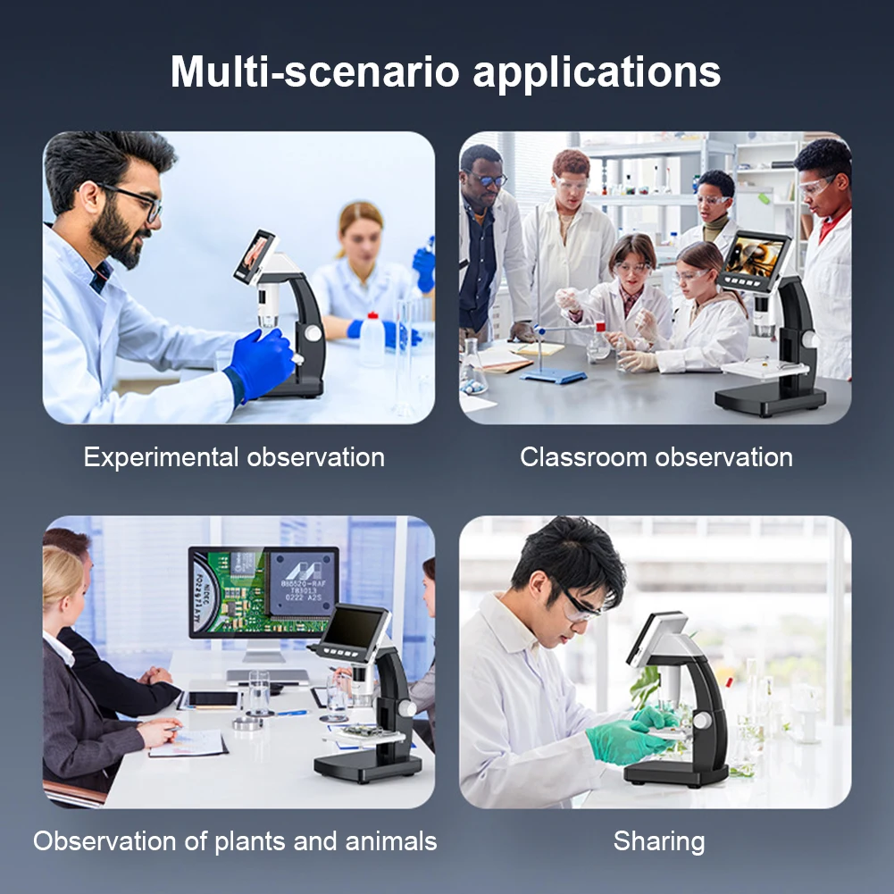 1000X Digital Microscope Electronic Microscope 2MP 1080P 4.3inch Screen Digital Magnifier Zoom Microscope for Electronics Repair