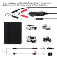Chargeur de batterie solaire portable 12V étanche pour voiture, moto, bateau – Kit de charge au solaire à décharge lente 5