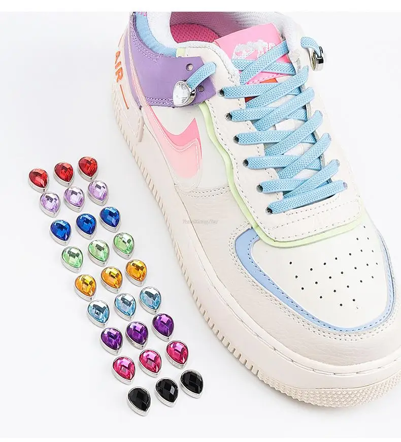 Diamant bunte elastische Schnürsenkel Sneakers flache Schnürsenkel für Schuhe Strass Schnürsenkel ohne Krawatten keine Krawatte Schnürsenkel Kinder Erwachsene – Detail 8
