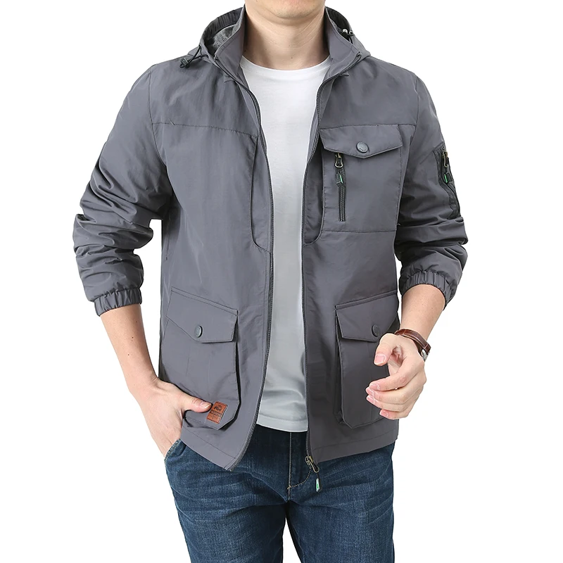 Spring And Autumn Men's Fishing Overcoat Outdoor Hiking Jackets Windproof Hooded BreathableCycling Jackets Tactical Clothing