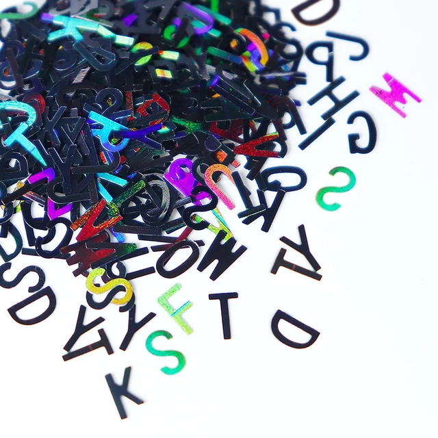홀로그램 반짝이 영어 알파벳 조각으로 독특한 수지 장식 만들기