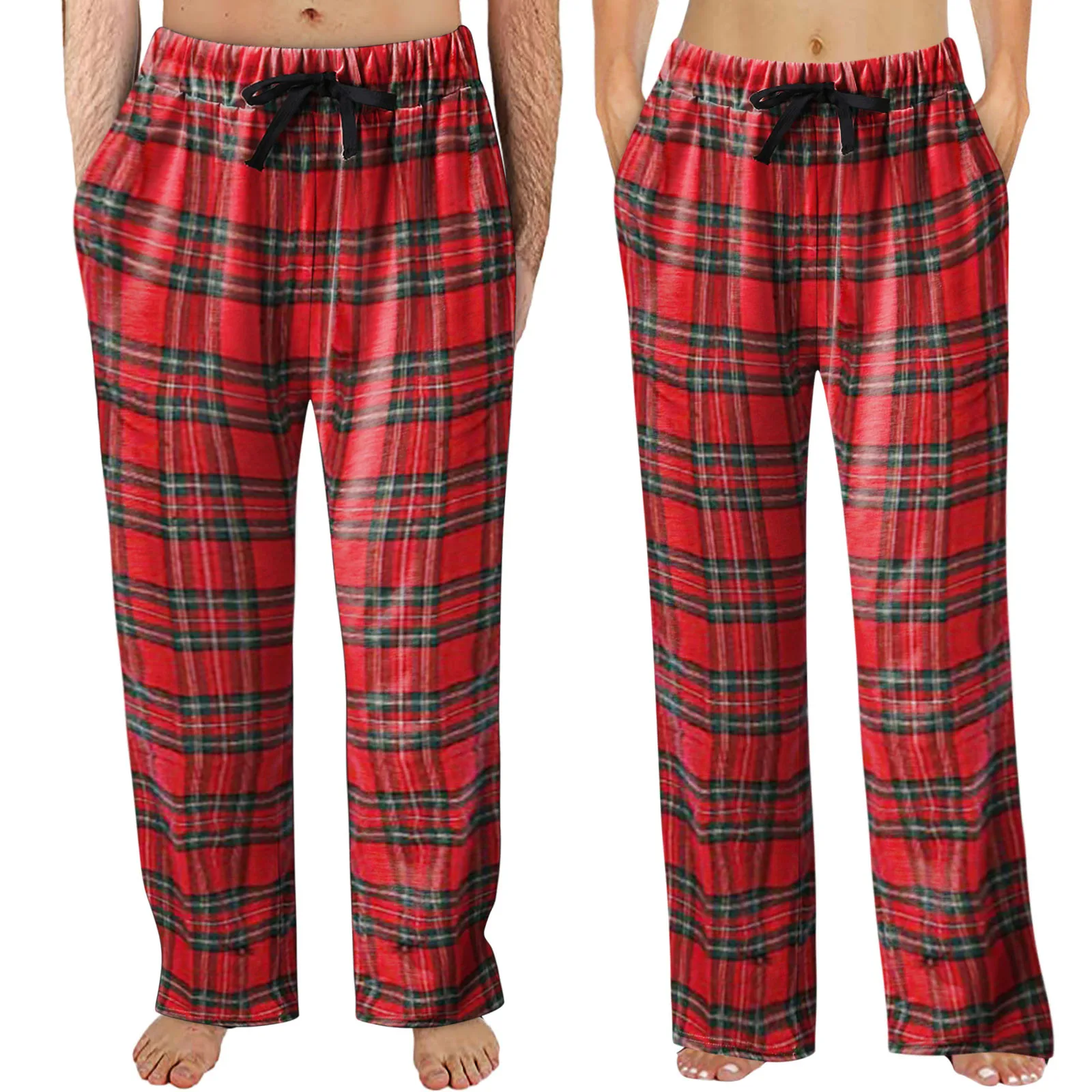 cotton harem pants Men's Spring Fashion Casual Plaid Pants Lace Cotton Can Be Worn Outside Pajamas Tracksuit Comfortable Home Pants joggers sweatpants