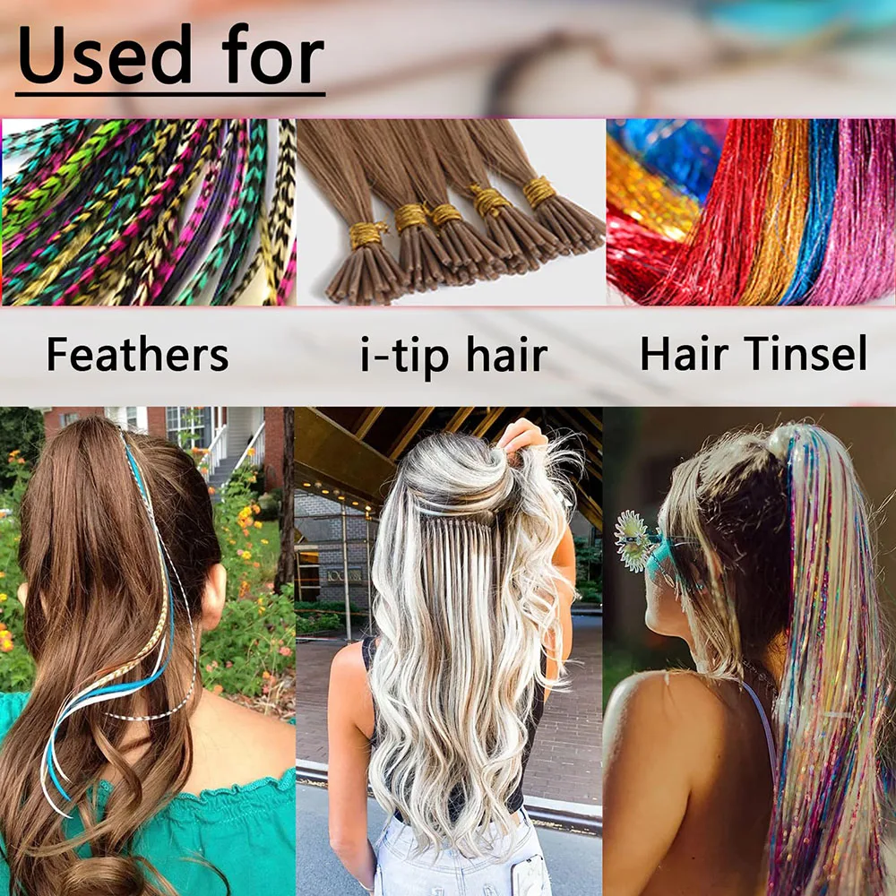 실리콘 라이닝 마이크로 링, 500개 연장 비즈, 마이크로링크 I팁 웨프트 비즈, 페어리/헤어 틴셀 및 깃털 연장용 비즈