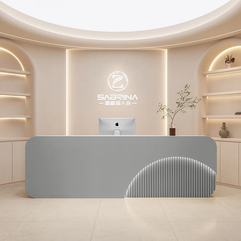 Club Modern Reception Desks Podium Grey Luxury Bar European Closet Reception Desks Shop Mostrador Recepcion Salon Furniture