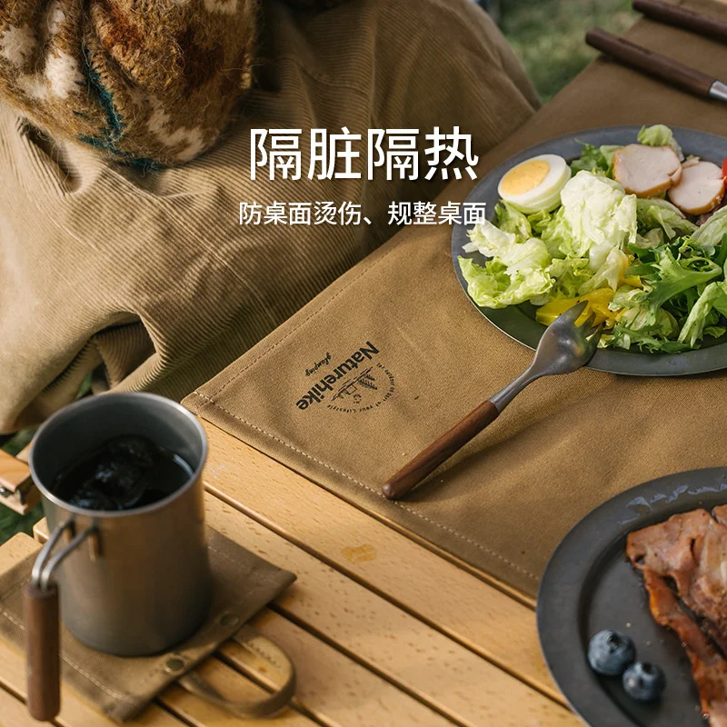 Naturehike 3pcs Canvas Insulation Placemat Waterproof Oilproof Portable Camping Equipment Placemat Set Anti-scalding Cup Pad