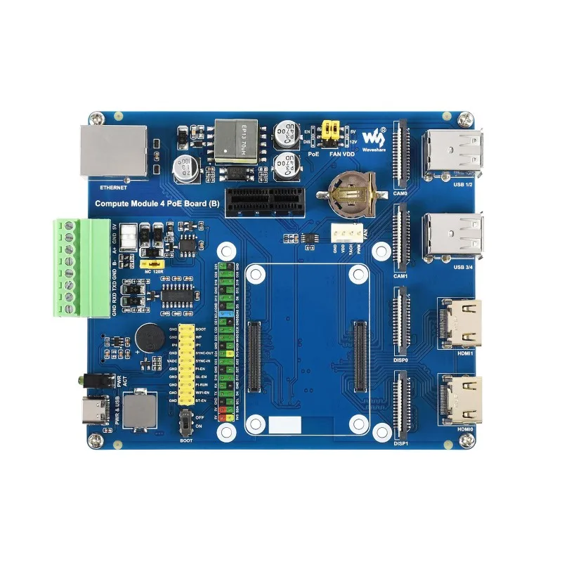 

Raspberry Pi Compute Module 4 IO Board With PoE Feature (Type B), for All Variants of CM4 124.5 × 108.8mm