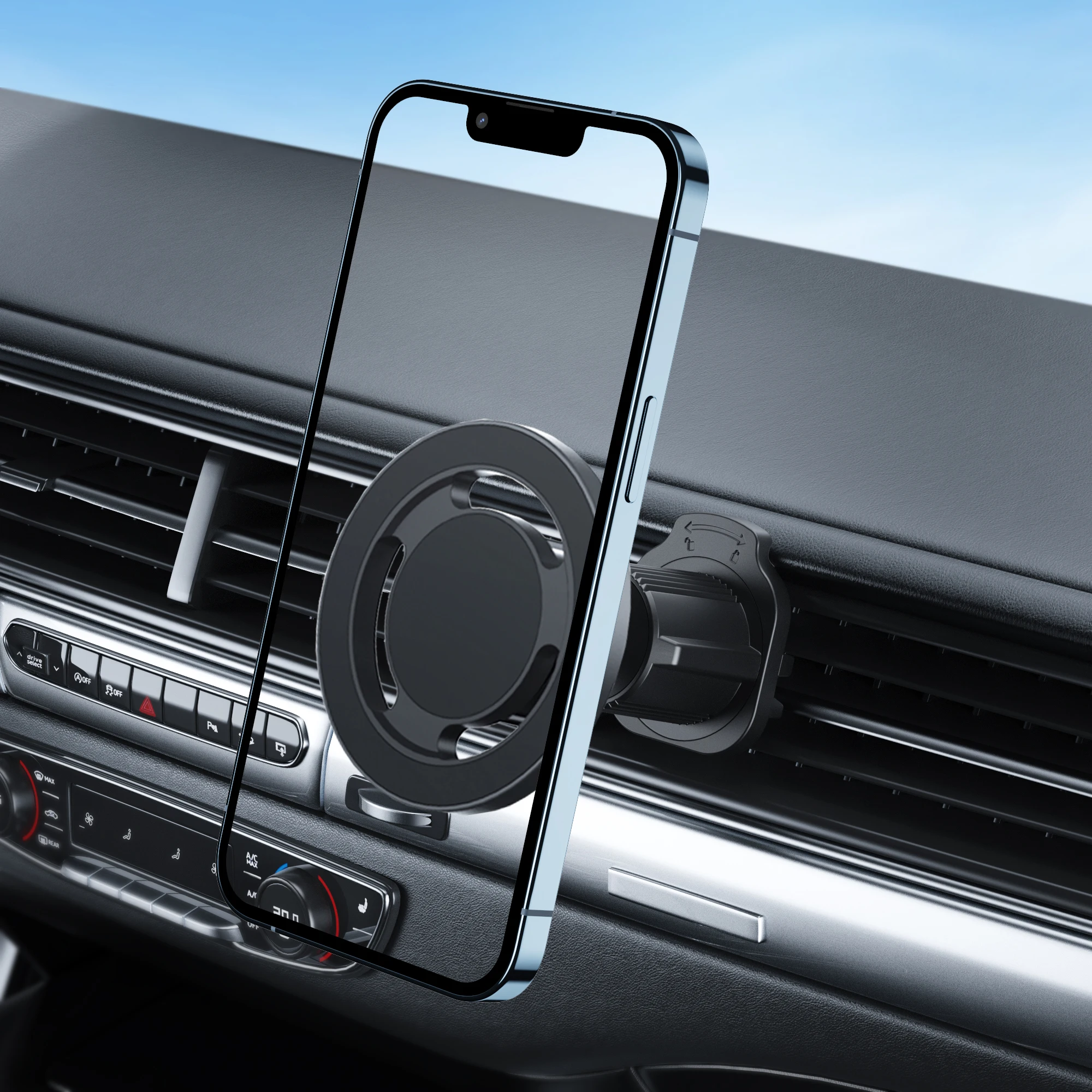 Magnetic 360° Adjustable Car Vent Phone Holder with Metal Clip