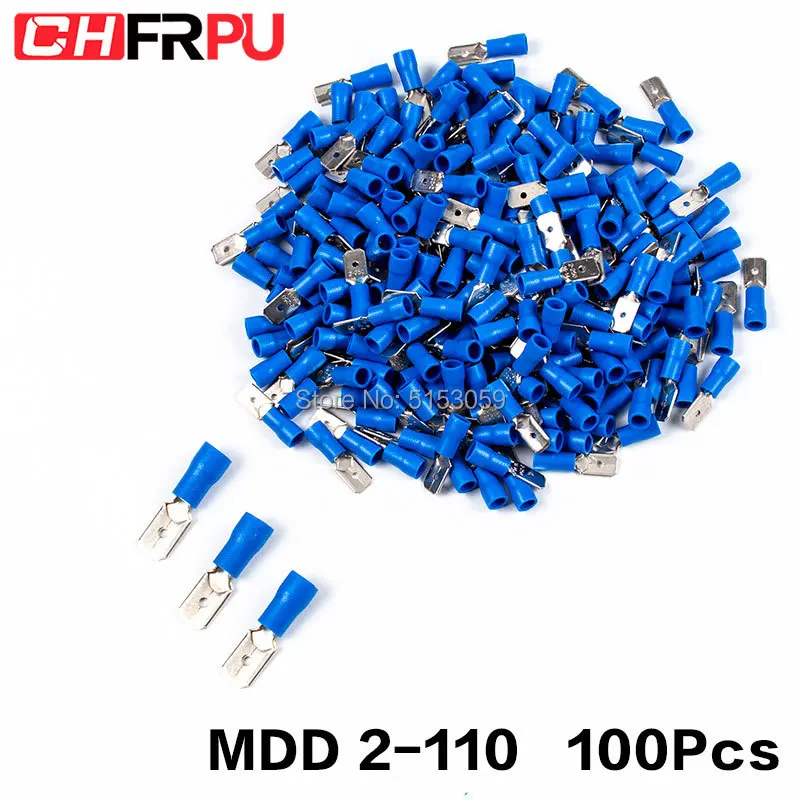 

100PCS 2.8mm 16-14AWG FDFD/FDD/MDD 2-110 Female male Insulated Electrical Crimp Terminal for 1.5-2.5mm2 Cable Wire Connector